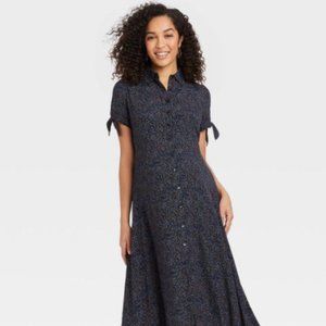 The Nines by HATCH™ Tie Short Sleeve Shirt Maternity Dress Floral